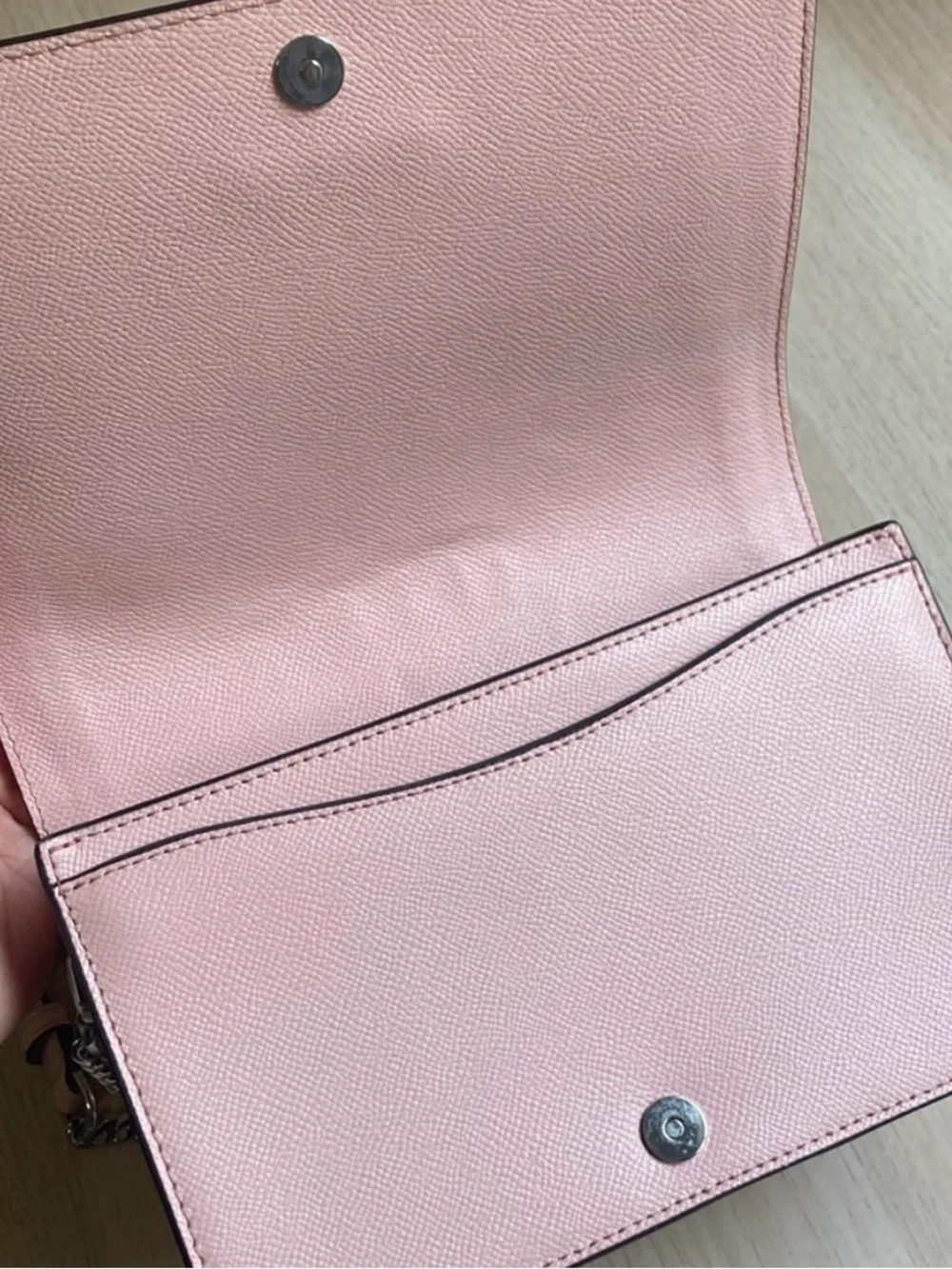 Michael Kors Jet Set Saffiano Light Pink Crossbody Shoulder Bag Purse Silver